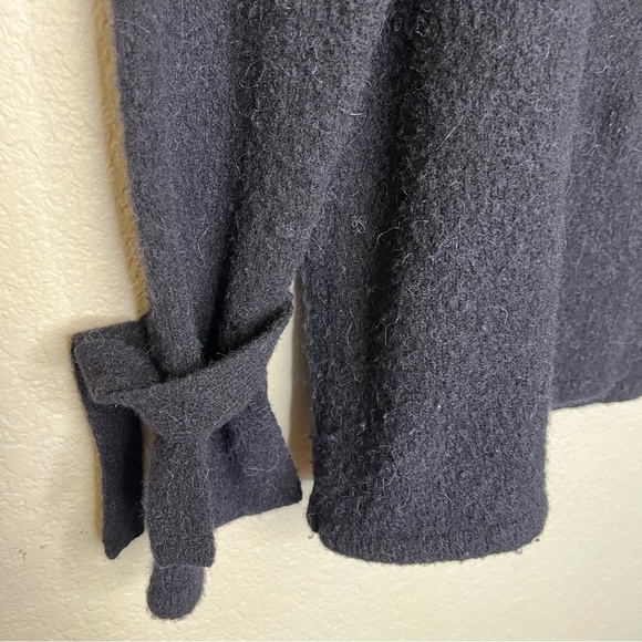 J. McLaughlin Black Merino Wool Baby Alpaca Blend Sweater Tie Sleeves Size Large - Picture 5 of 10
